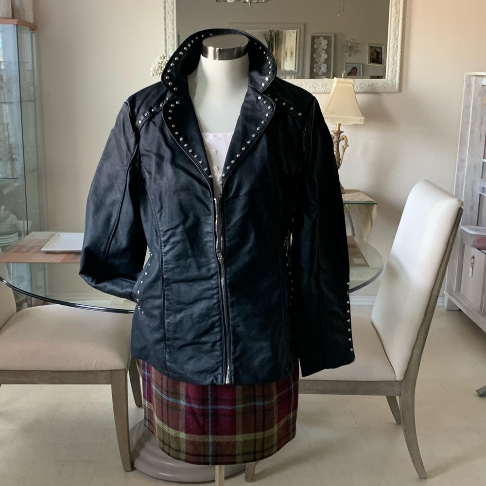 Tailored Ladies' Faux Leather Studded Jacket - Picture 3 of 8